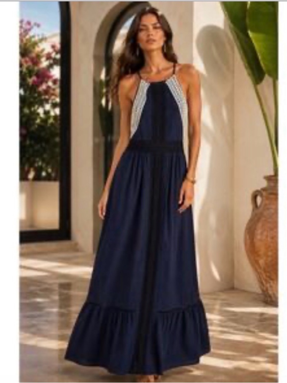 Belle Badgley Mischka Halter Maxi Dress